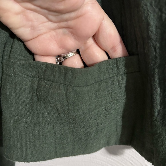 Madewell Drop Shoulder Crop Blazer M Gauzy Linen Slouchy Oversized Green - Picture 5 of 9